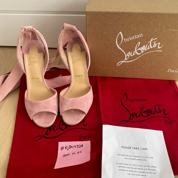 Authentic Christian Louboutin Suede Pink High Sandal size 41 - Picture 3 of 15
